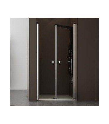 SMERALDA PORTA DOCCIA A DUE ANTE BATTENTI IN CRISTALLO TEMPERATO 3mm PROFILO ARGENTO LUCIDO